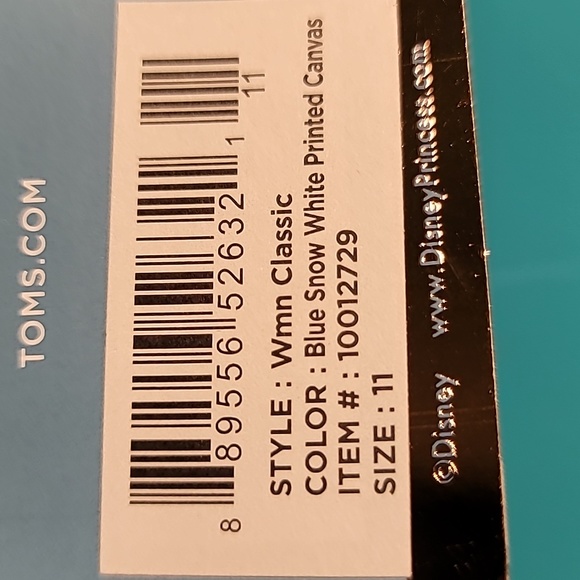 LIMITED EDITION BRAND NEW Disney Blue Snow White Printed Canvas TOMS Size 11 - Picture 4 of 4